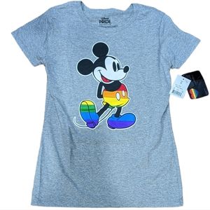 NWT Disney Pride Collection Mickey Mouse Rainbow Gray T-Shirt